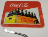 Vintage COCA-COLA tempered glass advertisement counter tray, cutting board