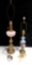 PAIR OF VINTAGE BRASS AND GLASS LAMPS