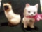 Pair of Cute Porcelain Kitten/Siamese Cat Planters