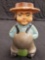 Vtg Cast Metal Coin Bank Amish Farm Boy