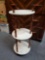 Wood and marble 3 tier petite side table