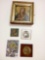 (5) Icons/photos of Saints/Mother and Child, Heavy Brass Brass? Cast Icon