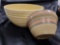 (2) Antique/vintage Stoneware mixing bowls including yellow ringware and yellow ware pink and blue