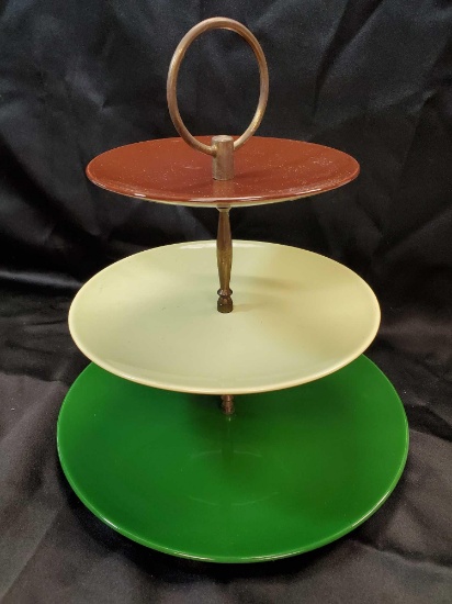 Vintage Mid Century Modern 3 tiered serving tray
