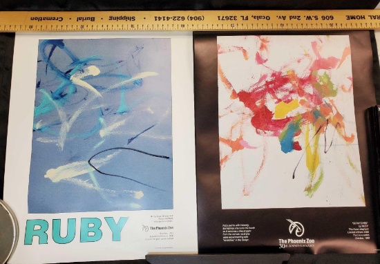 Limited Edition RUBY the Elephant art prints, 1991 and 1992