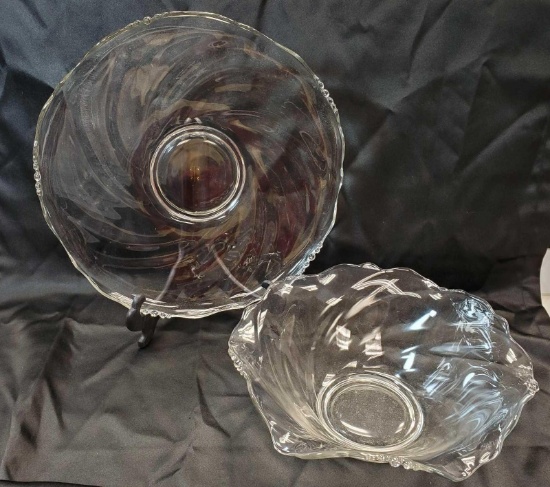 Beautiful Large 12" HEISEY Glass Console Bowl and Underplate