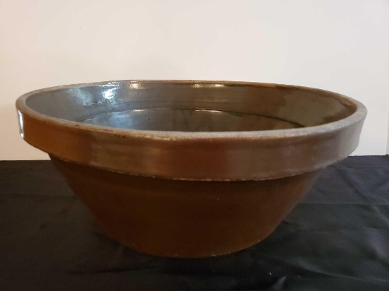 Very Large antique/Vintage 14.5" Crockery Mixing Bowl, brown