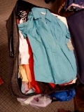 LARGE SUITCASE FULL OF MEN AND WOMEN'S APPAREL, A GOOD DEAL OF TAGGED ITEMS