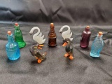 Vintage Glass Miniature grouping including Geese, Ducks And bottles with corks