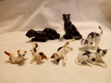 Group of Adorable Tiny Porcelain Cats and Kittens and (2) Jaguars/Panthers