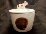 Lidded Vintage Japan Rooster Ceramic Canister with Cow Finial Farmhouse