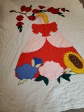 Lovely handmade SOUTHERN BELLE Vintage QUILT, EMBROIDERED