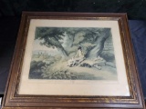 Rabbit Shooting (Orme's British Field Sports, 1955 Reprint) framed matted behind glass