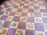 Vintage, Purple squares States of USA, QUEEN QUILT