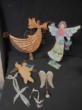 Pewter and metal ANGEL grouping including tree topper, pewter dangles