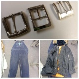 MEN'S APPAREL GROUPING: LIBERTY OVERALLS, BUCKLES, HEAVY OUTERWEAR