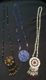 (3) Handcrafted Vintage Glass Bead necklaces, Southwestern, Native American jewelry