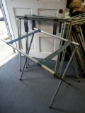 TRIO OF VINTAGE METAL FOLDING TRAY SERVING STANDS