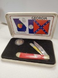 GEORGIA, THE FOURTH STATE, LIMITED EDITION STATE QUARTERS POCKET KNIFE AND QUARTER SET IN CASE