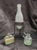 Antique green Bottle grouping including Idris London SODA torpedo bottle
