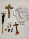 Grouping of Christian Pendants, Crucifixes, and Images of Christ and Saints