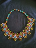 Hanfcrafted vintage SOUTHWESTERN Native American jewelry GLASS BEAD Necklace