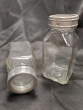 Pair of Antique European Apothecary jars, glass lidded