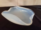 Vintage Opaque White curled Murano style bowl