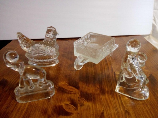 (4) Pcs of VINTAGE Clear GLASS CANDY Dispensers