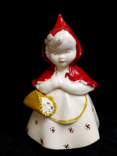 14" HULL WARE #967 LITTLE RED RIDING HOOD COOKIE JAR, USA