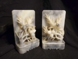 Pair of vintage marble carved bookends
