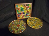 (3) Funky Glass bead Hotplates, vintage