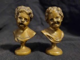 Pair of Petite Brass Busts, vintage