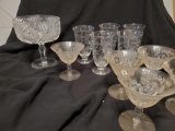 Beautiful glass grouping including crystal etched, and cut glass compote