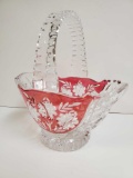 Cranberry crystal basket, petite