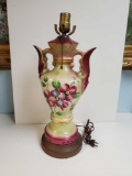 Vintage Hand Painted MCM floral lamp
