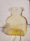Heavy, glass yellow Amber double spout pitcher