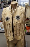 90s Vest Leather Fringe WESTERN WORLD BY SHAF Beaded Country Sleeveless Jacket Vest