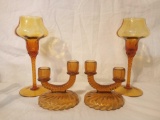 ALMOST ANTIQUE AMBER GLASS INCLUDING 1930's, Imperial Glass, Newbound, Double Light