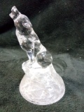 Beautiful Cristal D'Arques Durand Crystal Wolf Figurine