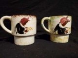 vintage handpainted, Black Americana Ceramic MUGS - Baking Cookies, and Shrimp on reverse