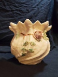 Vintage Belleek Carlingford Cache Pot Shell Swirl Rose Vase, Ireland