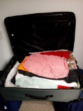 UNSORTED GROUP OF MEN AND WOMEN'S APPAREL IN SUITCASE, PICTURES SAY IT ALL