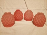 (4) Vintage Pink Cased Glass Quilt Lamp Shades