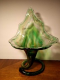 Art Glass Vase, Marigold Glass? Jack in the Pulpit Vintage Hand Blown