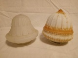 PAIR OF ANTIQUE SWAG LIGHT GLOBES GLASS