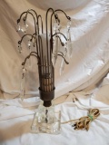 (1 of 2) Mid Century Modern Atomic Brass and Glass Accent Waterfall Lamp