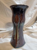 Bill Campbell Studio Art Pottery Drip Glaze Flower Detail Vase