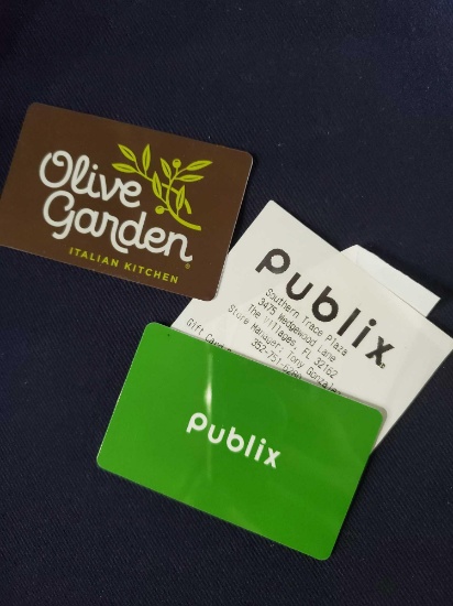 PUBLIX and OLIVE GARDEN gift cards-VERIFIED BALANCE