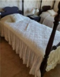 (2) Vintage twin Eyelet bedspreads And toss pillows, Cream/ivory